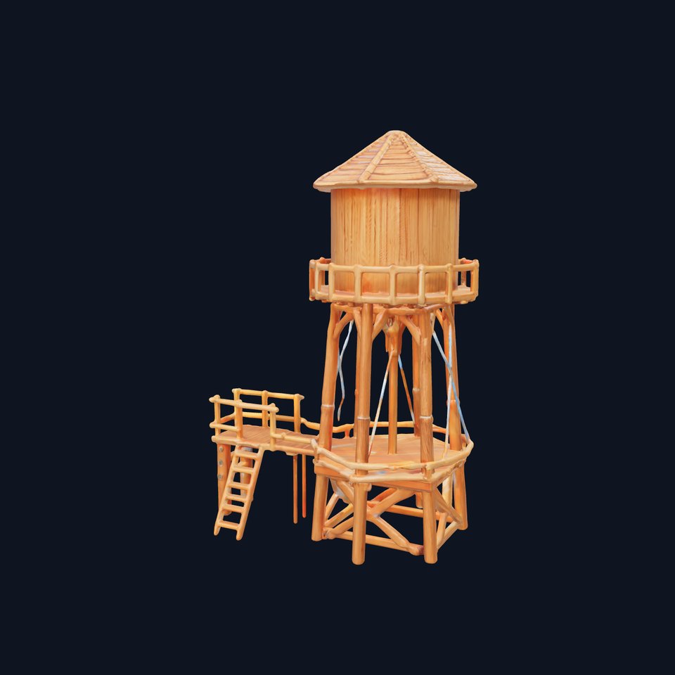 Wooden Water Tower Model Pack for D Rendering and Game Design